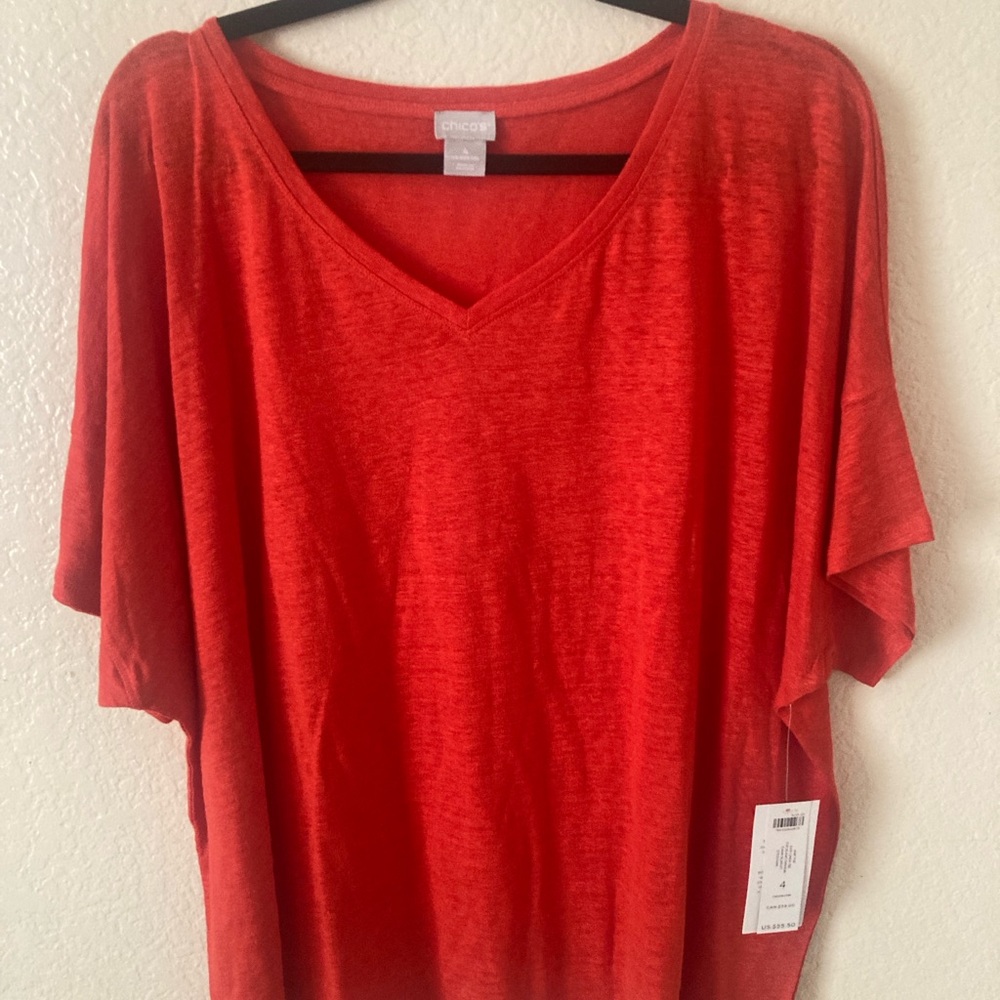 Chico's Red Dolman Sleeve Blouse
